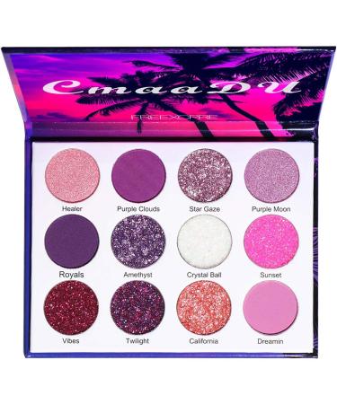 Eyeshadow Palette Matte and Shimmer Professional 12 Colors High Pigmented Eye Makeup Glitter Eye Shadow Powder Makeup Palette Pink-purple Long Lasting Waterproof Eye Shadow - Buy Online on GoSupps.com