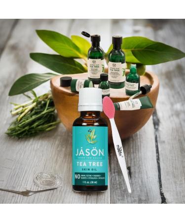 Jason Skin Oil Tea Tree Essential Oil 30ml | Pure Non-Comedogenic Skin Care | Bundle with Nose Cleaning Brush | Multipurpose & Chemical-Free | Pack of 4 - Buy Online on GoSupps.com