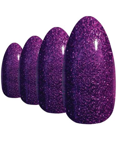 Buy Bling Art Purple Gel Stiletto Almond False Nails - 24 Long Tips with Glue | International Shipping Available - Buy Online on GoSupps.com