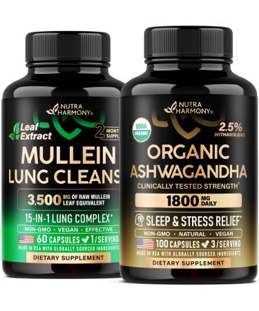 NUTRAHARMONY Mullein Leaf Extract & Organic Ashwagandha Capsules