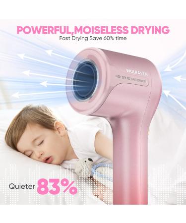 Buy Wolraven Pink Hair Dryer for Women - Professional Ionic Blow Dryer 110 000 RPM Lightweight Fast Drying No Thermal Damage Overheating Protection Low Noise - Buy Online on GoSupps.com
