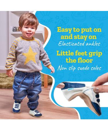Soft Sole Leather Baby Walking Shoes 2-3 Years | White and Blue Trainers - Buy Online on GoSupps.com