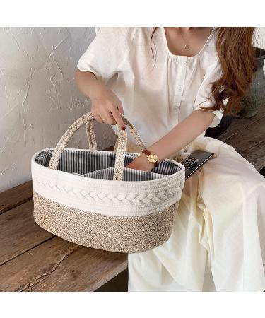 Maliton Cotton Rope Diaper Caddy Organizer for Changing Table - Large Baby Basket for Storage, A-Brown - Buy Online on GoSupps.com