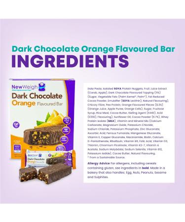 Dark Chocolate Orange Meal Replacement Protein Bars - High Fiber Energy Snack Bar for Vegetarians & Coeliacs (7 x 60g) - Buy Online on GoSupps.com