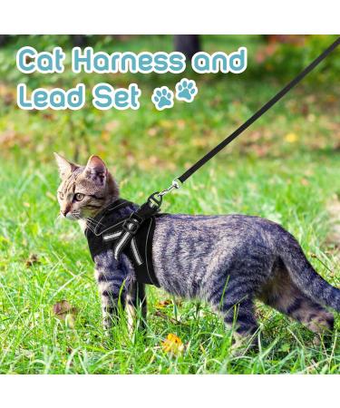 AOKCATS Escape Proof Cat Harness and Leash Set - Reflective Strips, Adjustable Comfort - Small Cat, Kitten - Black, Medium - Buy Online on GoSupps.com