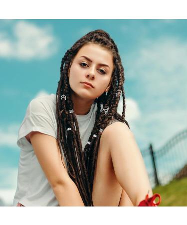 Niuhong 24 Pieces Jewellery Dreadlocks Braids Hair Clips Braiding Hair Cuffs Hair Rings Viking Braids Loc Hair Accessories Hair Clips Braids Accessories Women and Girls (Silver) - Buy Online on GoSupps.com