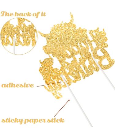 Highland Cow Birthday Cake Topper Gold Glitter Highland Cow Birthday Party Decorations Brown Cow Cake Topper Highland Cow Birthday Cake Decorations for Western Highland Cow Baby Shower Supplies - Buy Online on GoSupps.com