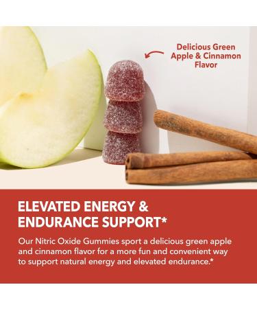 Nitric Oxide Gummies for Men & Women - L-Arginine & Beet Root Supplements - Vegan Gluten-Free Non-GMO - Green Apple & Cinnamon Flavor - 90 Count - Buy Online on GoSupps.com