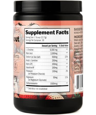Santa Cruz Paleo Natural Pre Workout Powder with Electrolytes Magnesium 30 Servings - Strawberry - 13.4 Oz - Buy Online on GoSupps.com