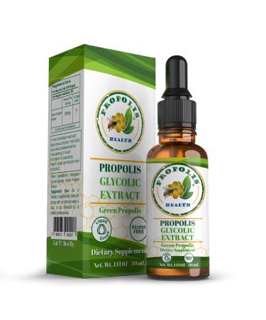 Green Propolis Extract Liquid | Brazilian Bee Propolis Extract Glycolic | 30 Days Supply | Alcohol-Free | Bee Propolis Liquid Supplement | Immune Support | Immunity Shots