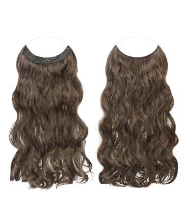 Feshfen Invisible Hair Extensions - Adjustable Chestnut Brown Curly Wire Hair Pieces for Women | 45cm Long Wavy Secrets - Buy Online on GoSupps.com