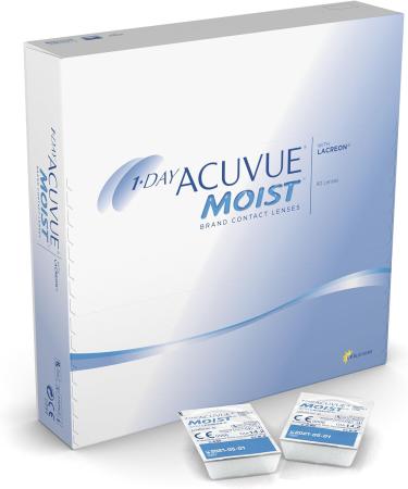 Acuvue Moist 1-Day Daily Contact Lenses for Sensitive Eyes - 90 Lenses 5.25 DPT BC 8.5 UV Protection & Comfort - Buy Online on GoSupps.com