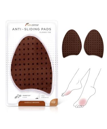 FLEXZENSE Anti-Sliding Pads Closed Toe | Supportive Cushioning and Reduce Foot Slip | 1 Pair (Saddle Brown)