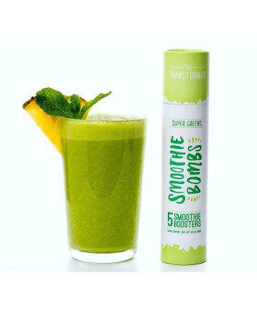 Smoothie Bombs Blender Boosters -Super Greens Mix, Matcha, Spirulina Organic Superfoods ingredients, Gluten-Free, Vegan, 5 Bombs Per Tube