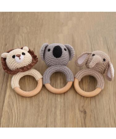 Yieur Crocheted Gray Elephant Baby Assel - Handmade Wooden Gripping Ring & Toy Gift for Infants - Ideal for Boys & Girls - Buy Online on GoSupps.com