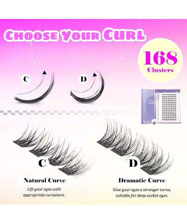 Buy GAQQI GQ03 Lash Clusters - 168PCS C Curl 12MM False Eyelashes for DIY Extensions | Natural Wispy Look - Buy Online on GoSupps.com