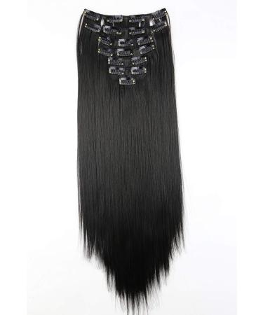 CAISHA by PRETTYSHOP XXl 20 Voluminous Straight Black Clip In Hair Extensions - 8 Pieces Set | Hairpiece CES201 Black #1B - Buy Online on GoSupps.com