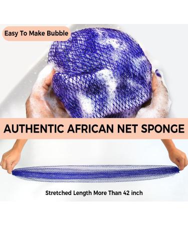 Authentic African Net Sponge - 2 Pack Exfoliating Wash Cloths for Body Scrubbing - Blue & Pink Back Scrubber Shower Bath Accessories - Buy Online on GoSupps.com