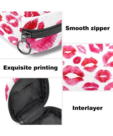 Menstrual Pad Bag with Zipper | Stylish Tampon Pouch for Women & Girls | Lips Prints Collection - Buy Online on GoSupps.com