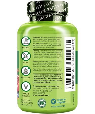 Naturelo Whole Food Multivitamin for Teen Boys & Girls - 60 Capsules | Best Nutritional Support - Buy Online on GoSupps.com