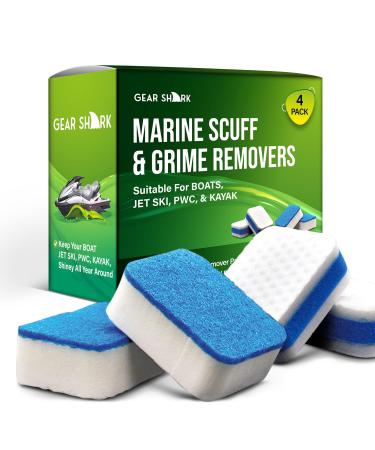 GEAR SHARK Marine Scuff Erasers | Magic Scuff Remover Sponge Pads for Boats, Jet Ski & PWC | Remove Dirt, Grease, Grime Black Streak, Deck Spot & More | Premium Boat Cleaning and Polishing Accessories