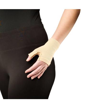 Truform Lymphedema Compression Gauntlet, 20-30 mmHg Post Mastectomy Support, Beige, Medium (20-30 mmHg) Medium Beige