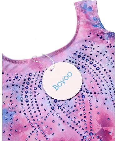 Boyoo Girls Gymnastic Leotard with Shorts | Shiny Diamond Ballet Dance Outfit | Pink Butterfly Biketard for Ages 3-10 - Buy Online on GoSupps.com