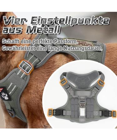 Rabbitgoo Small Dog Harness - Adjustable & Durable Tactical Harness with Handle for Hiking - Gray (1 Pack) - Anti-Train & Wear-Resistant - Buy Online on GoSupps.com