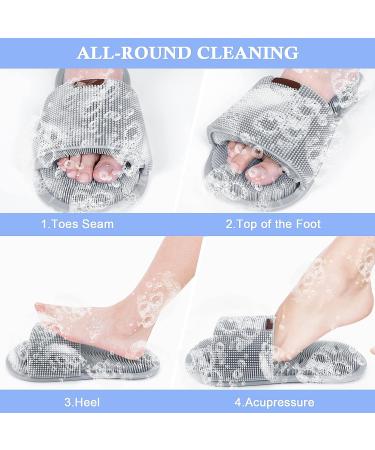Globalstore Shower Foot Scrubber - Non-Slip Exfoliating Bath Accessory with Soft Silicone Bristles for Clean and Smooth Feet - Grey - Buy Online on GoSupps.com