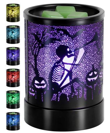 Halloween wax warmer made of metal metal wax warmer for fragrant wax with 7 colors LED wax burner melt and fragrant warmer for at home office decoration (Halloween)