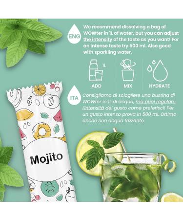 Buy Wowter by AMZ Better - Sugar-Free Mojito Flavor Water Powder | 24 Soluble Bags | GMO-Free Gluten-Free Made in Italy | 2 Pack - 96g - Buy Online on GoSupps.com