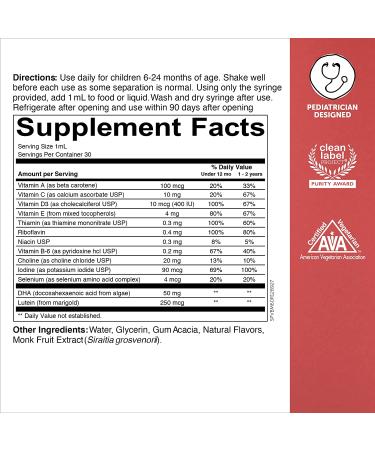 SmartyPants Baby Multivitamin & DHA for 6-24 Months | 1 fl oz (30 mL) â€“ Complete Nutrition - Buy Online on GoSupps.com