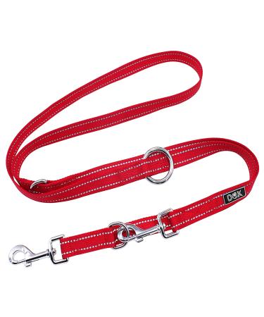 DDOXX Reflective Nylon Dog Leash - 2m 3-way adjustable dog leash for all dog sizes - XS (Red) XS - 1.0 x 200 cm Red - Buy Online on GoSupps.com