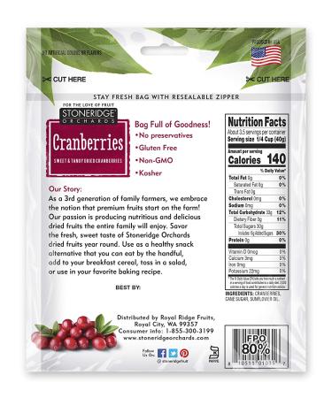 Stoneridge Orchards Sweet & Tangy Dried Cranberries 5 oz - Premium Snack - Buy Online on GoSupps.com