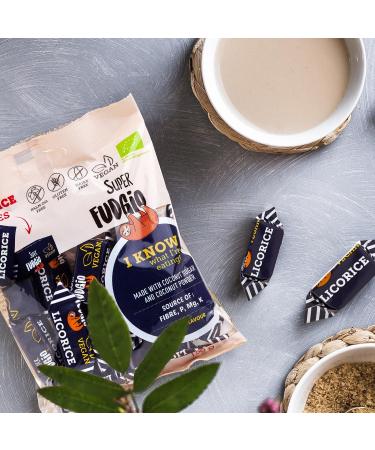 Super Fudgio Bio Bonbons - Vegan & Gluten-Free Organic Caramel Candies | 6x150g Lakritz Pack - No Palm Oil Coconut Milk Coconut Sugar - Buy Online on GoSupps.com