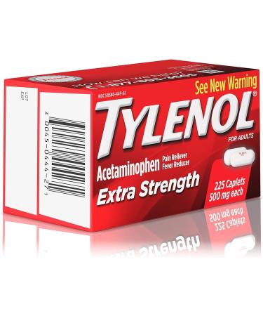 Tylenol Extra Strength 500mg Caplets - 225 ct Pain & Fever Relief - Buy Online on GoSupps.com