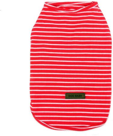 Zunea Striped Dog Shirt for Small Dogs & Cats - Soft Cotton Summer Vest Red Tank Top for Puppies & Chihuahuas Size L - Buy Online on GoSupps.com
