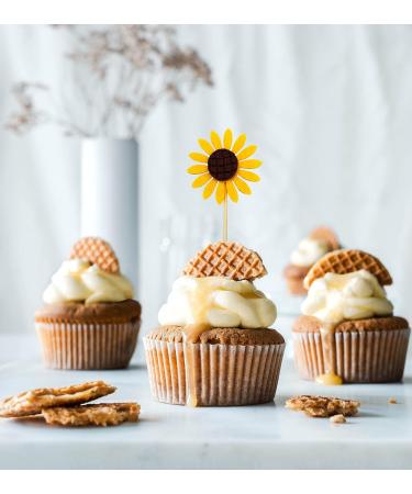 50 Pcs Sunflower Cupcake Topper Flower Cake Topper Fruit Picks Party Cupcake Topper For Birthday Party Wedding Baby Shower Decoration Supplies (Yellow) - Buy Online on GoSupps.com