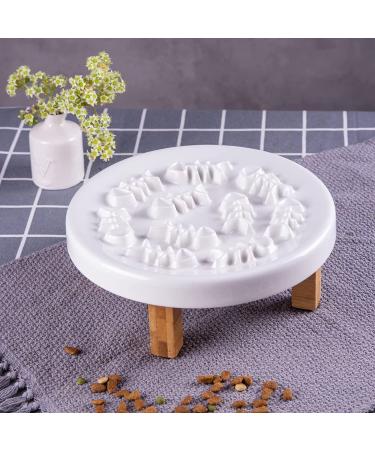 Fatcatjoy Ceramic Slow Feeder Elevated Cat Bowl - Large Food Plate for Whisker Fatigue - Raised Dog Bowl - Buy Online on GoSupps.com