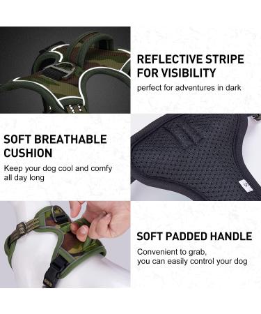 Docio Large Dog Harness - Reflective & Breathable Safety Harness for Medium to Large Dogs | Anti-Train Design | Soft Camouflage Green - Buy Online on GoSupps.com