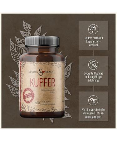 Buy Copper Tablets - 400 Vegan Tablets - 2mg Daily Dosage - Copper Bisglycinate Citrate & Gluconate - Quality Verified in Germany - Buy Online on GoSupps.com