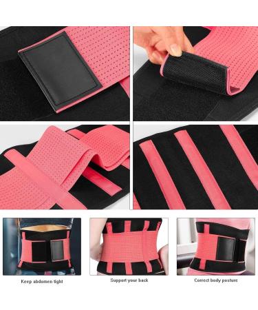 Back Brace Support Belt for Lumbar Pain Relief - Sciatica & Herniated Disc Support - Adjustable Waist Trainer for Men & Women - Medium Pink - Buy Online on GoSupps.com