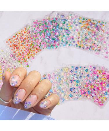 30PCS Flower Nail Art Stickers 3D Self-Adhesive Colorful Flower Nail Art Supplies Yellow Daisy Nail Decals Pink Floral Nail Design Cute Heart Nail Stickers for Women Nail Art Manicure Tips Decoration S10