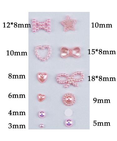 500pcs Pink Pearls 3D Nail Art Charms - Hearts, Flowers, Stars, Bows, Rounds - Acrylic Hollow Pearls for Valentine's Day Nail DIY - Cute Nail Beads & Jewelry Accessories - S1 Pink Bow - Buy Online on GoSupps.com
