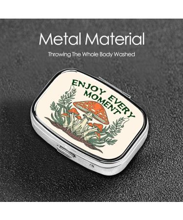 Magic Mushrooms Pill Box - 2 Compartment Mini Medicine Organizer | Portable Metal Storage for Vitamins & Medications - Buy Online on GoSupps.com