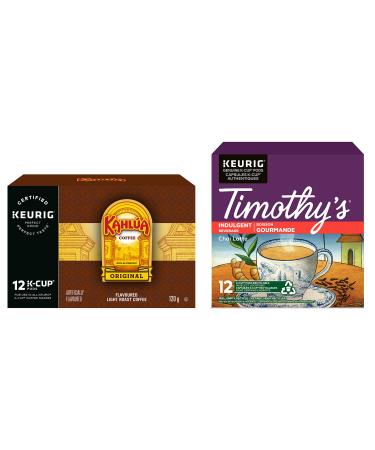 Timothy s World Coffee Kahlua Original and Chai Latte Single Serve Keurig Certified K-Cup pods for Keuri
