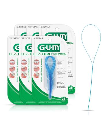 GUM EEZ-Thru Floss Threaders, 25 Count (Pack of 6)
