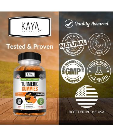 Kaya Naturals Turmeric Supplements Gummies - Pure Nature Turmeric Curcumin -Turmeric Ginger Gummies - 30 Count Gummy - Turmeric with Black Pepper Extract 30 Count (Pack of 1) - Buy Online on GoSupps.com