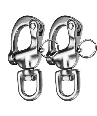 Necmetu Snap Shackle 316 Stainless Steel Swivel Shackle Sailing Halyard, Quick Release Snap Hook Boat Shackles Sailboat Hardware for Sailing Rigging Shackles 3-1/2 Inch - 2Pcs