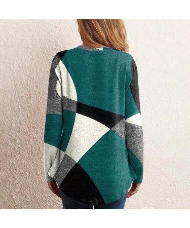 Iuhan Women's Geometric Color Block Crewneck Sweatshirt - Green - 3X-Large - Buy Online on GoSupps.com